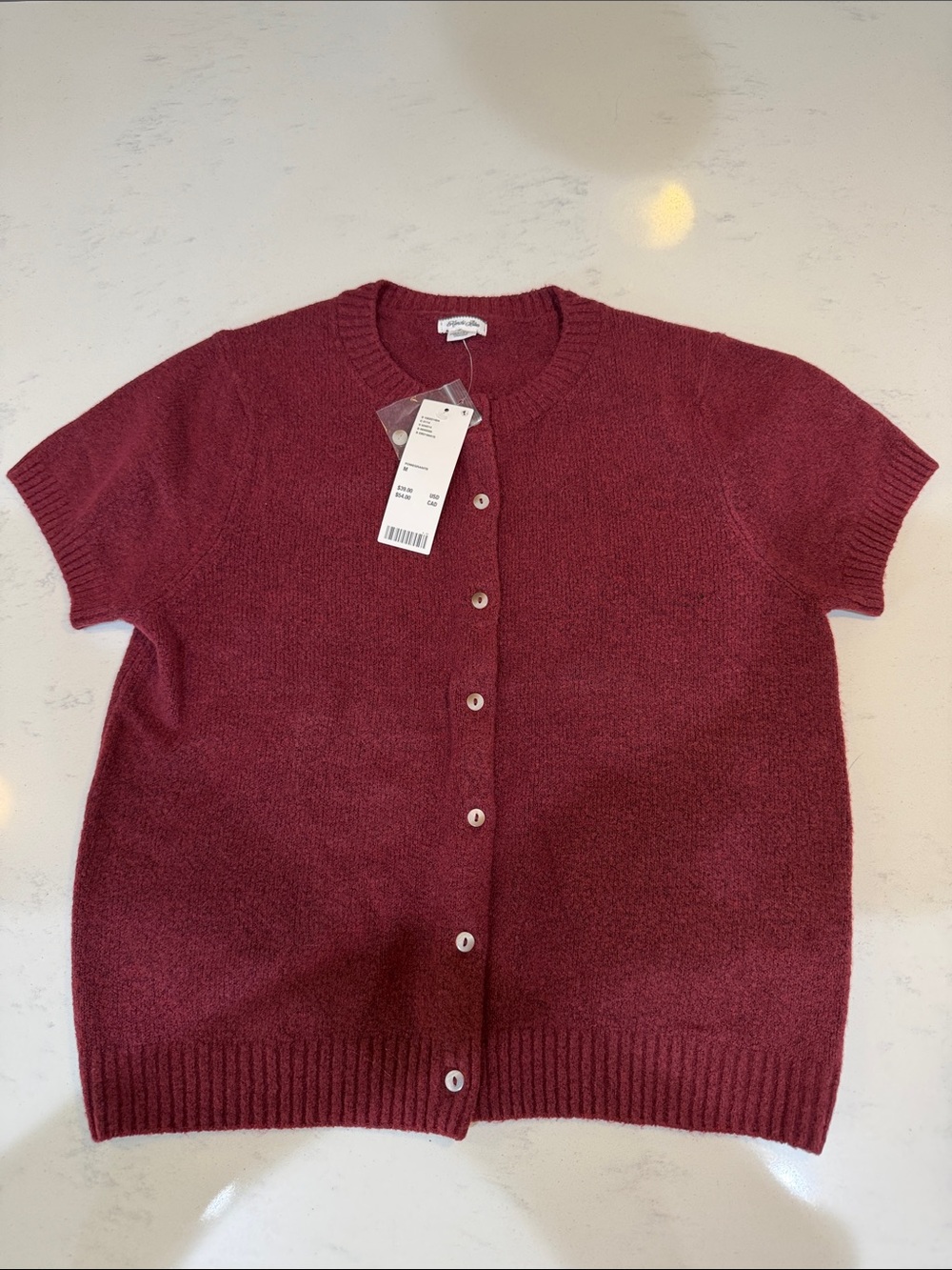 Kimchi Blue Short-Sleeve Burgundy Cardigan